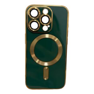 Case Magsafe dorado con verde iPhone 14 pro