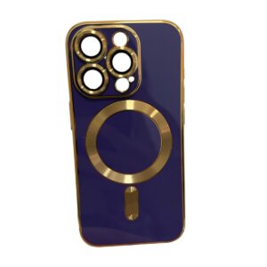 Case Magsafe dorado con morado iPhone 14 pro