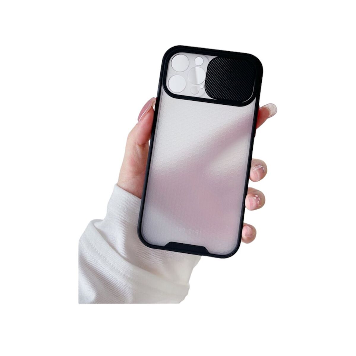 Case transparente con negro, azul con protector de cámaras