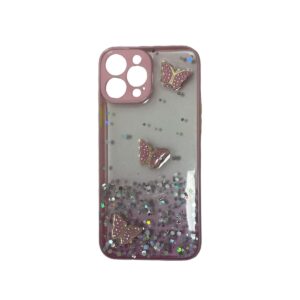 Case transparente rosa con mariposas iphone 12 pro max