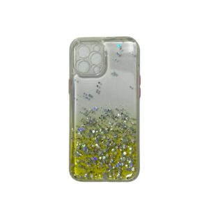 Case transparente amarillo con escarcha iphone 12 pro max