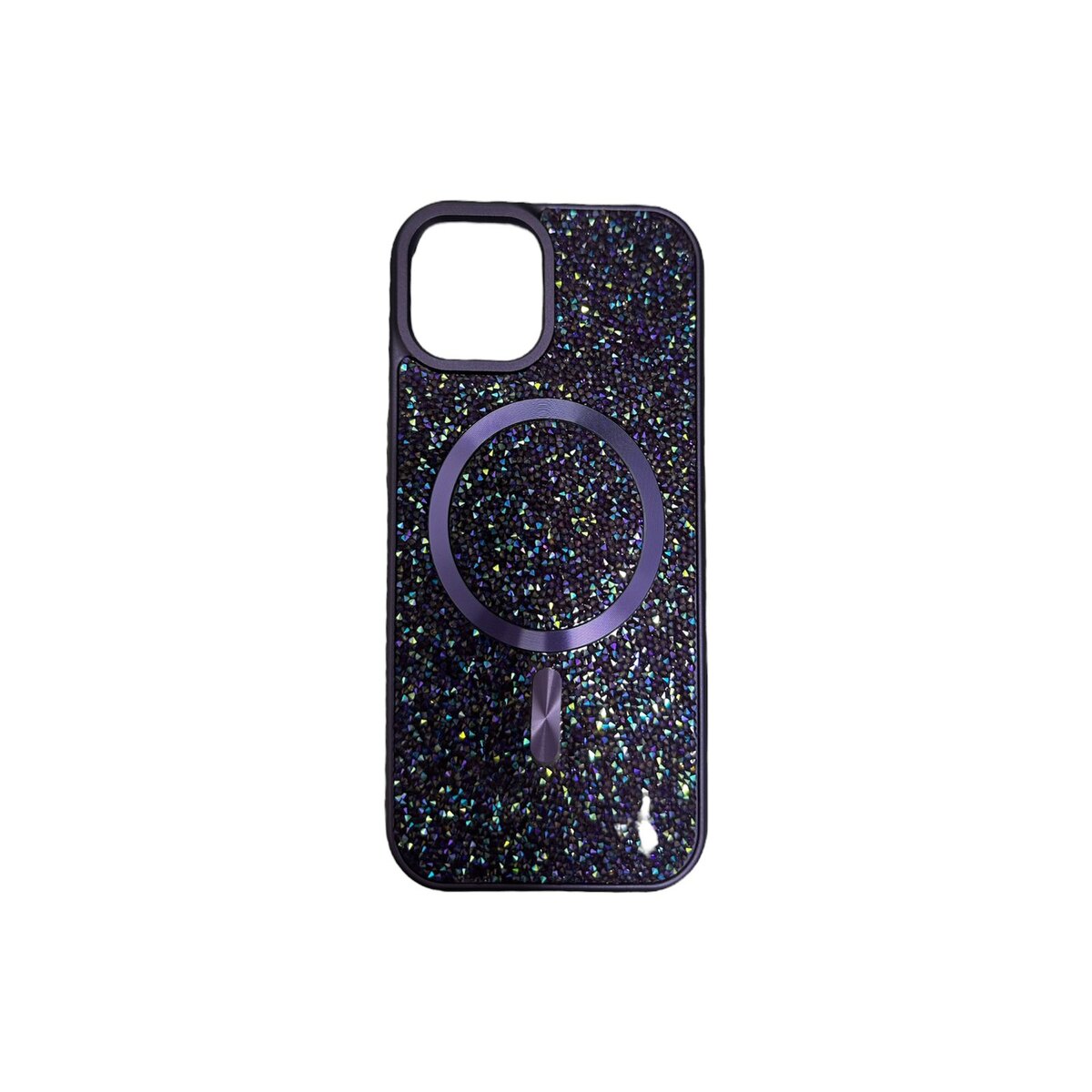 Case magsafe morado de diamantes iphone 15