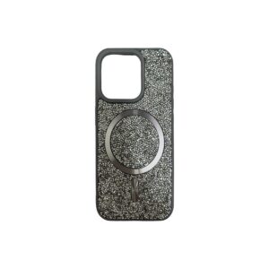 Case magsafe plateado de diamantes iphone 13