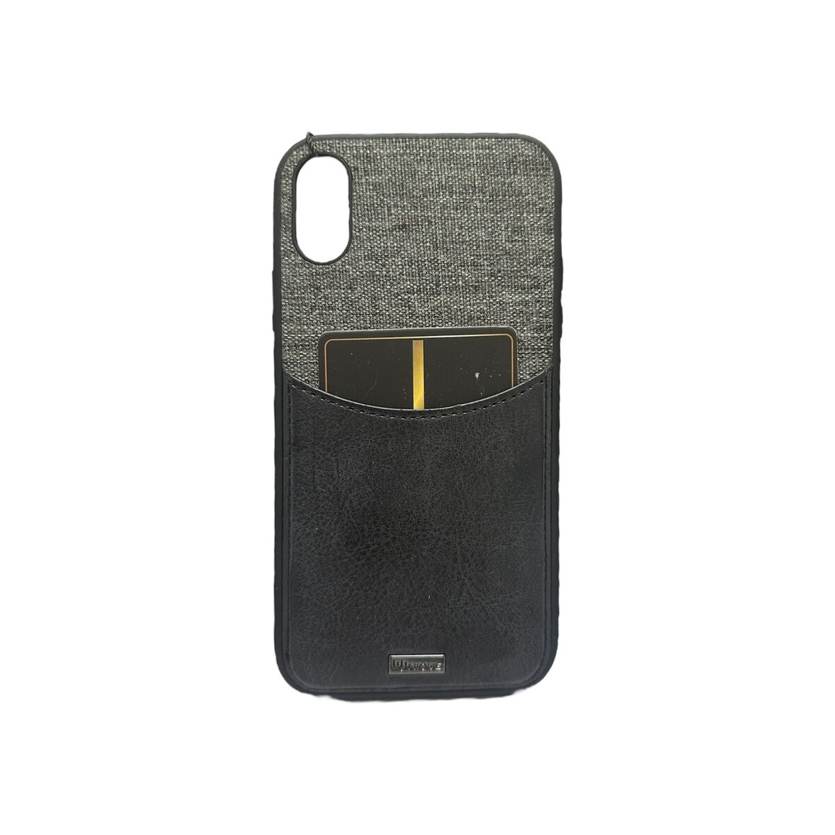 Case negro de cuero con bolsillo iPhone XR