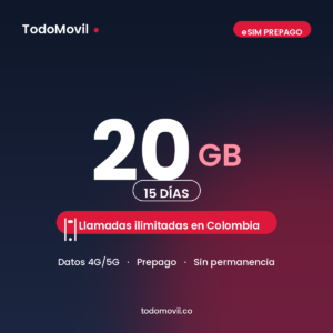 E-Sim Prepago 20GB 15 Días