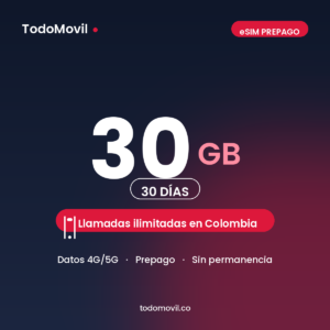 E-Sim Prepago 30GB 30 Días